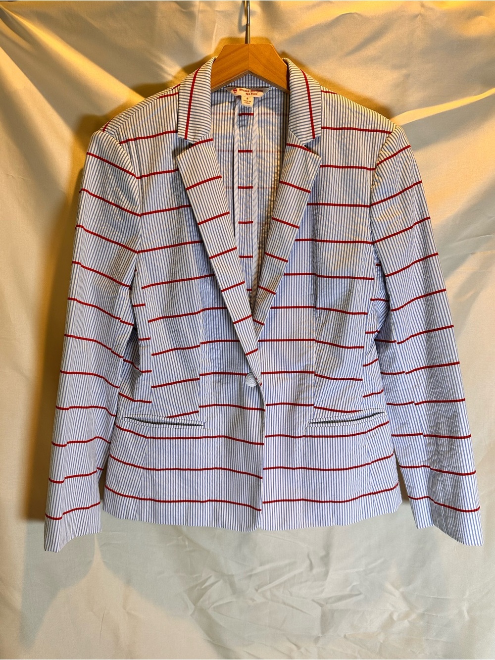 Brooks Brothers Red Fleece seersucker women’s Blazer patriotic coastal size 8